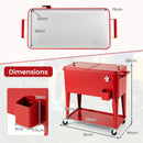 75 L Portable Patio Rolling Ice Chest with Bottom Storage Shelf-Red