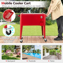75 L Rolling Ice Chest Portable Patio Cooler on Wheels Outdoor Drink Beverage Cooler Cart-Red