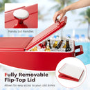 75 L Rolling Ice Chest Portable Patio Cooler on Wheels Outdoor Drink Beverage Cooler Cart-Red