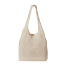 Modishion Almond Beige Knitted Shoulder Bag Hollow Tote Bag Handbag
