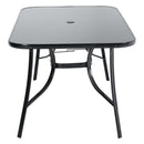 Livingandhome Metallic and Tempered Glass Garden Table with Parasol Hole Outdoor