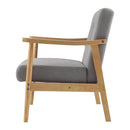 Livingandhome Grey Fabric Armchair with Wooden Frame