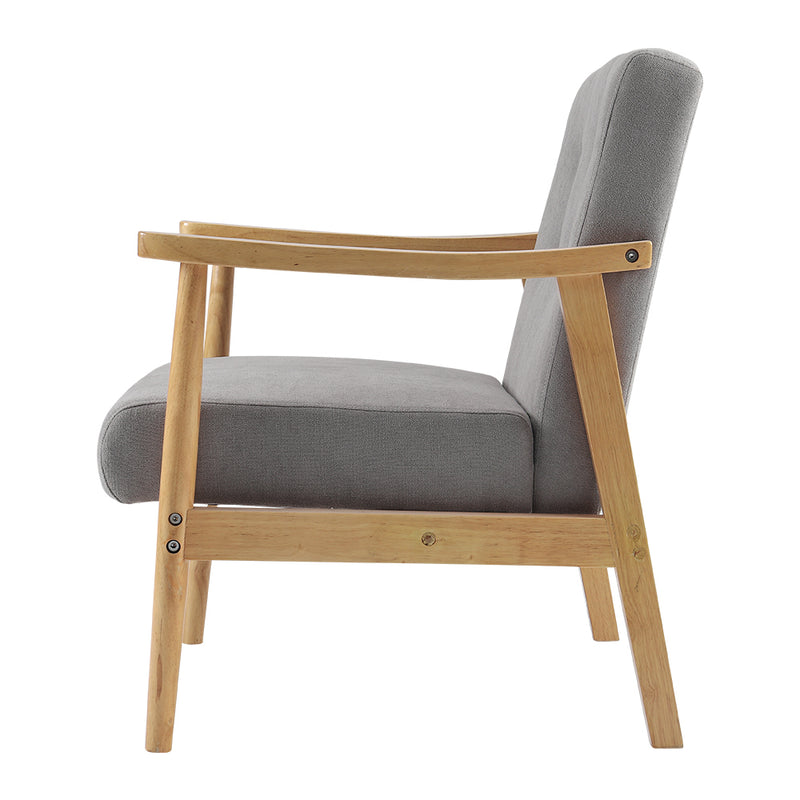 Livingandhome Grey Fabric Armchair with Wooden Frame