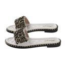 Anti-Slip Slide Sandals With Rhinestone-Embellished Foot Straps