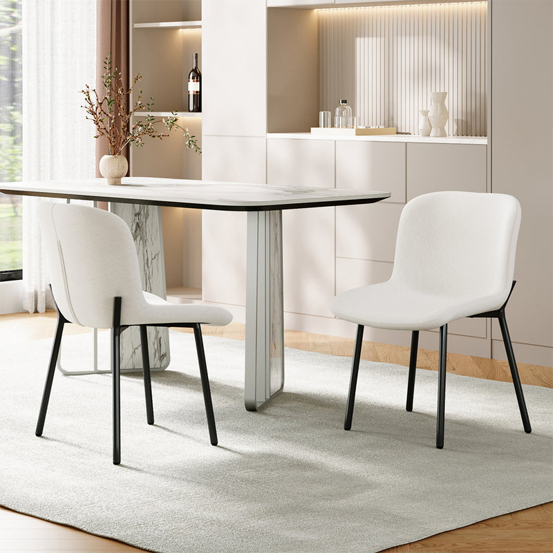 Livingandhome Set of 2 White Teddy Fleece Dining Chairs