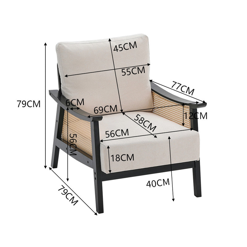 Livingandhome Mid Century Woven Rattan Armchair