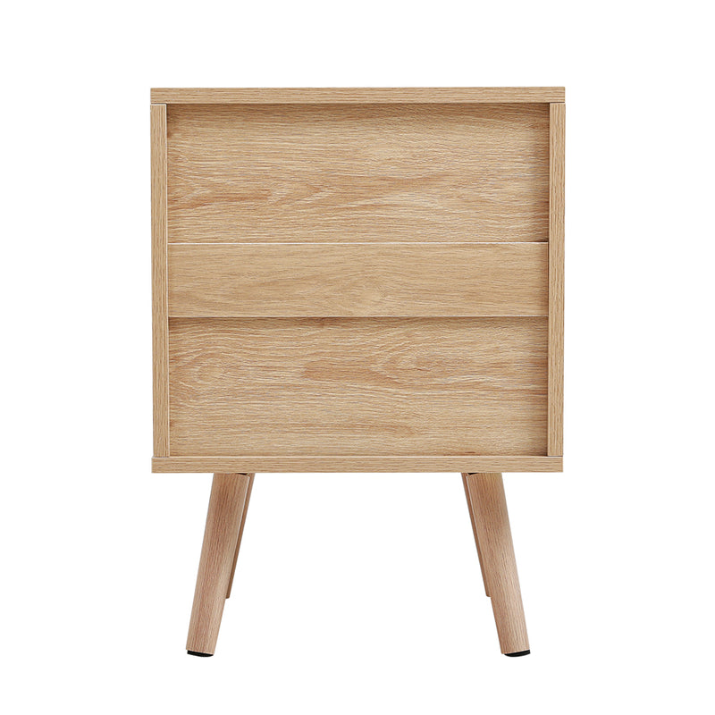 Cottonfy UK 2 Pack Wood And Rattan Bedside Cabinet
