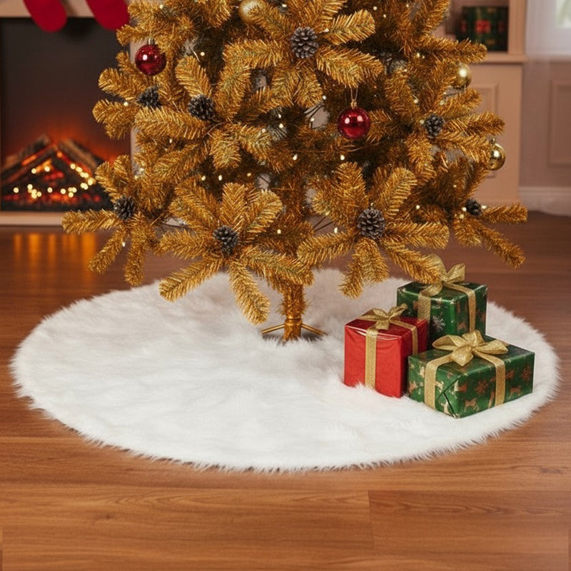 Lifeideas Snow White Plush Tree Skirt for Holiday Decor