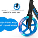 Foldable and Adjustable Kick Scooter with 2 Big Wheels and LED Lights-Blue