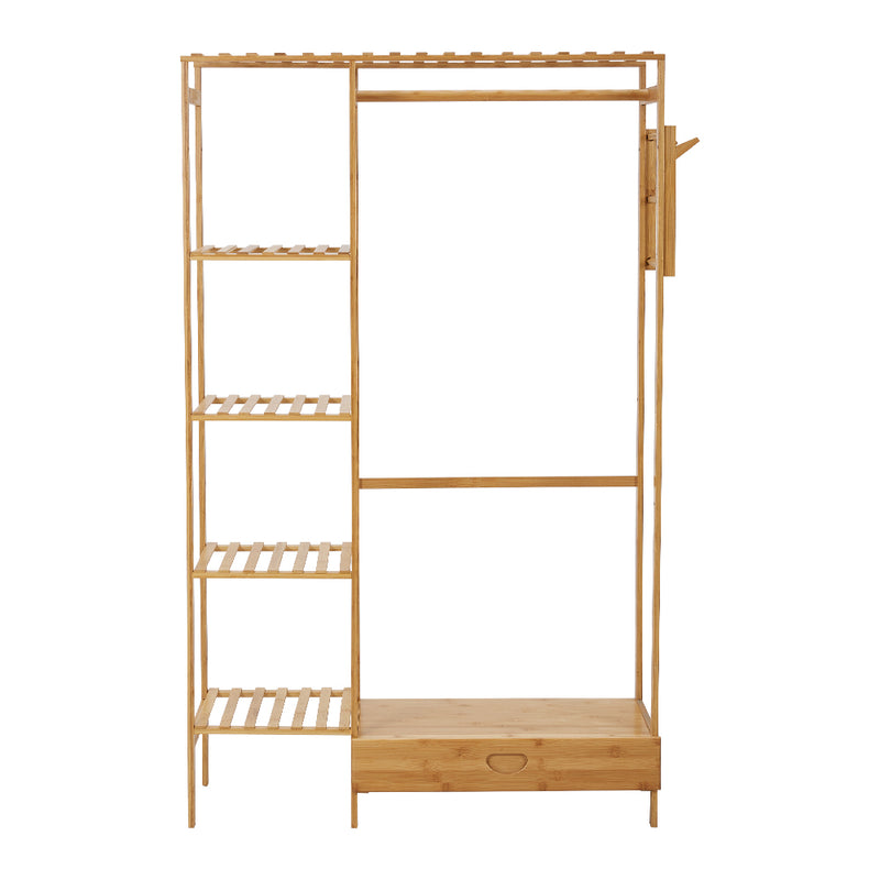 Lifeideas Wooden Clothes Rack with Hooks and Drawer