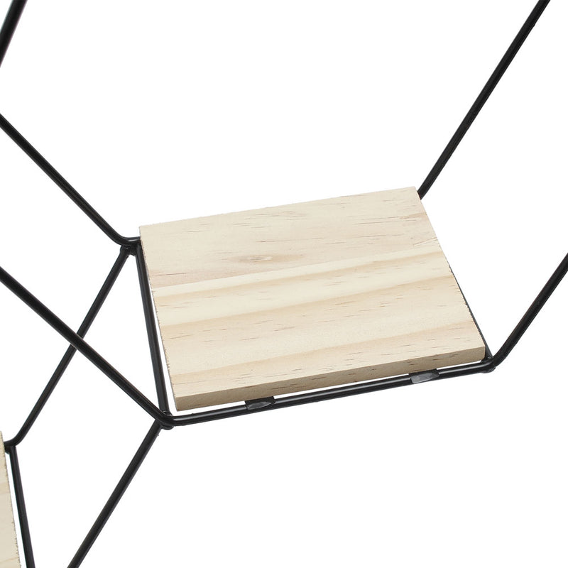 Livingandhome Modern Hexagon Wall Shelf with Iron Frame