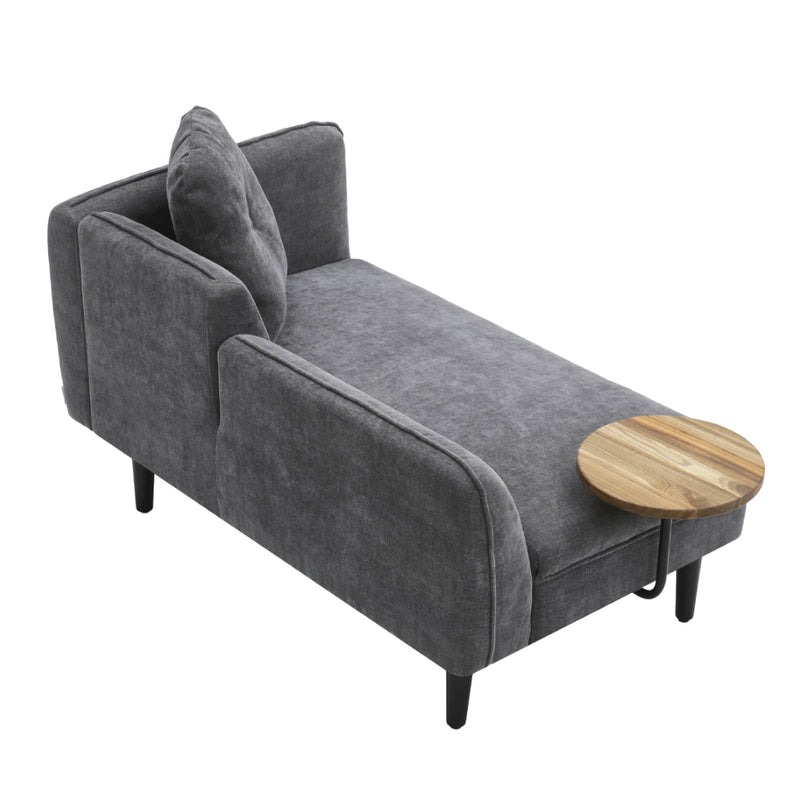 Livingandhome Linen Chaise Lounge with Tray Table