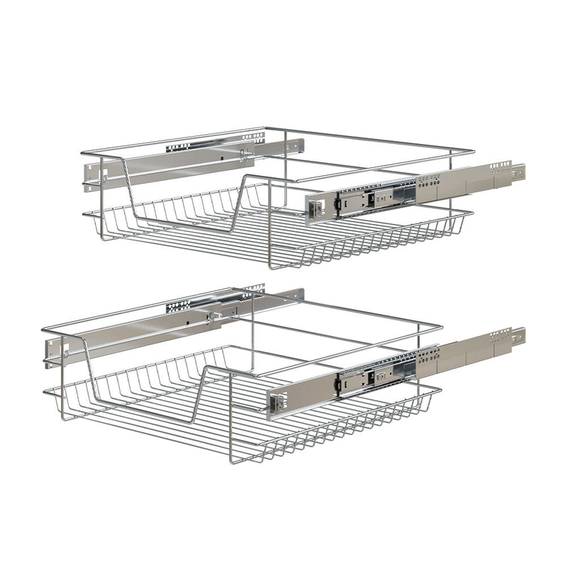 Lifeideas 2 Pack Metal Sliding Wire Baskets for Kitchen Cabinets