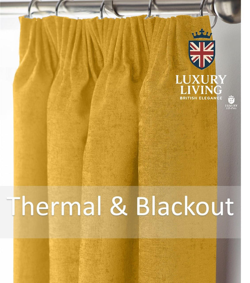 Chenille Blackout Taped Curtains Ochre