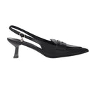 Slingback Pointed Closed Toe Heels Slingback Loafers - Black
