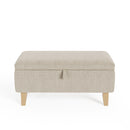 Livingandhome Linen Upholstered Storage Ottoman Footstool