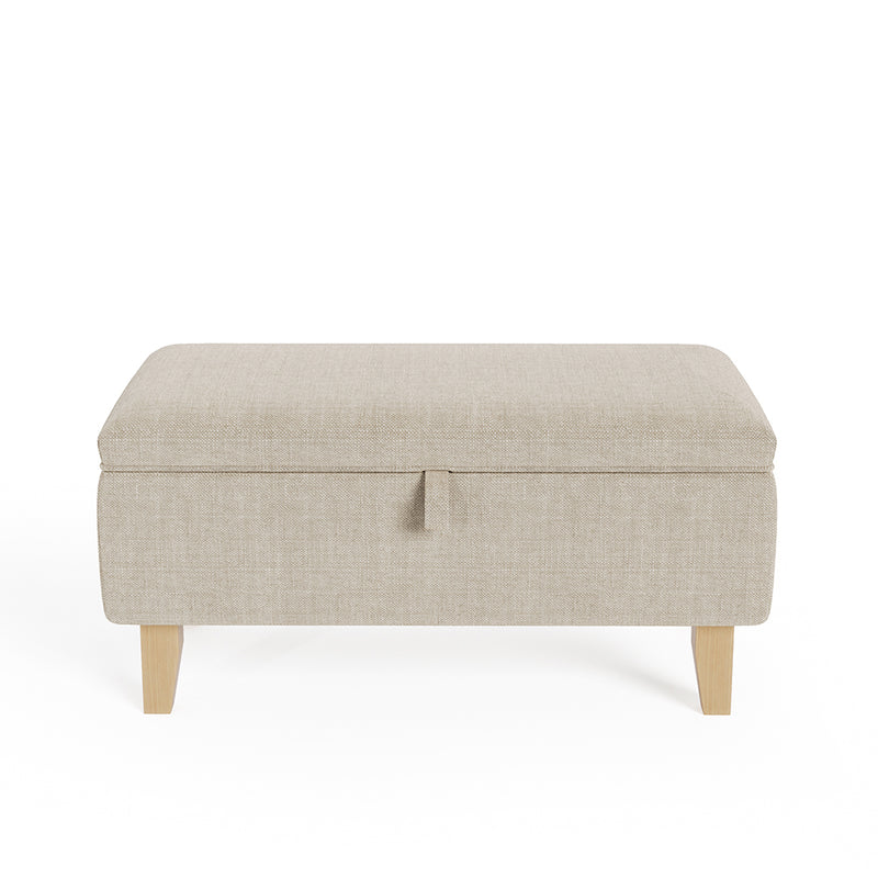 Livingandhome Linen Upholstered Storage Ottoman Footstool