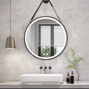 Round Metal LED Mirror With Hanging Strap