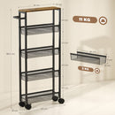 HOMCOM Rolling Kitchen Trolley, Slim Storage Cart With Metal Frame, Handle