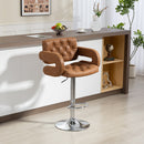 HOMCOM Adjustable Height Barstool Steel Pole PU Leather, Brown