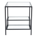 Livingandhome Ladder Style Tempered Glass Side Table
