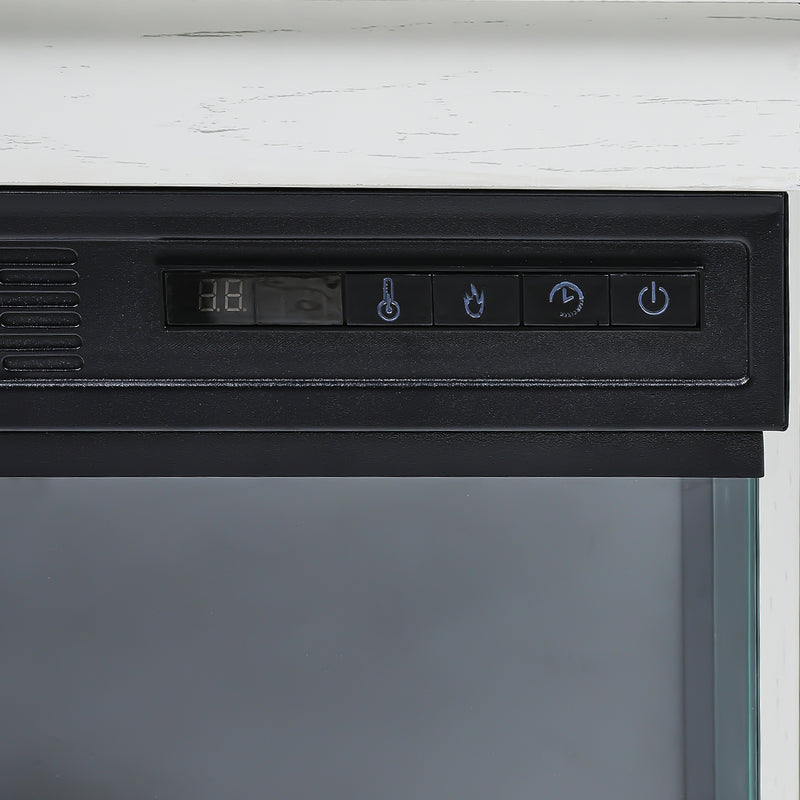 3-Sided Electric Fireplace TV Stand with Glass Door Closed Storage