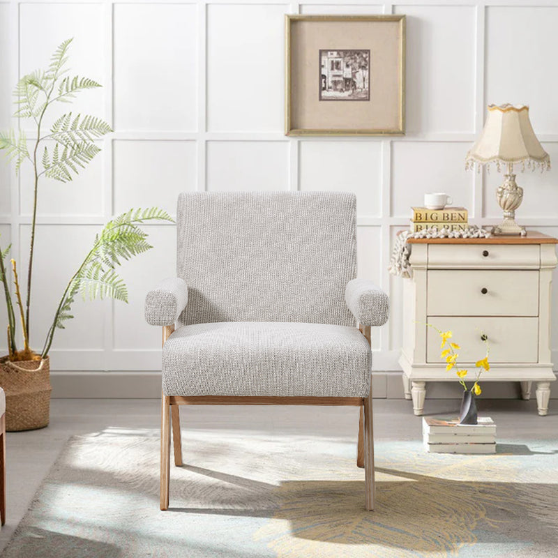 Livingandhome Linen Upholsteried Wooden Armchair
