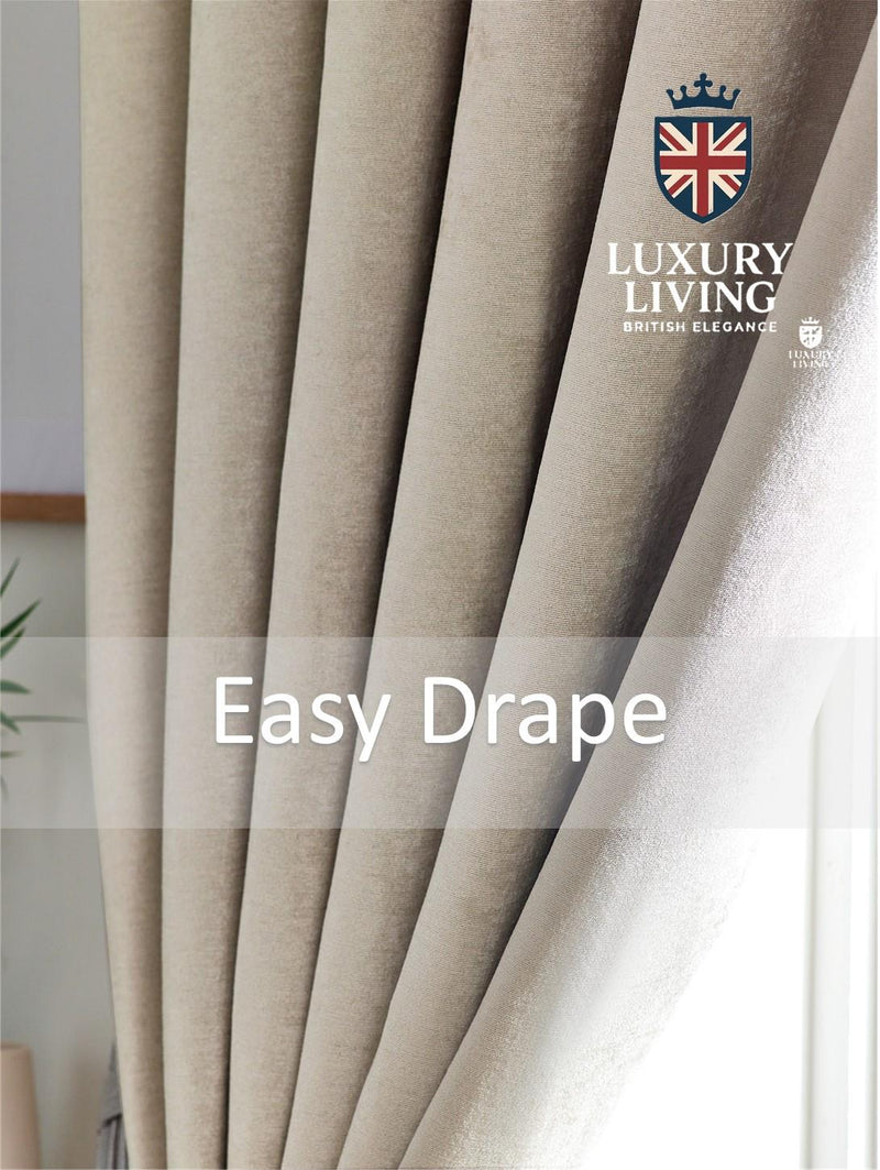 Chenille Blackout Taped Curtains Cream
