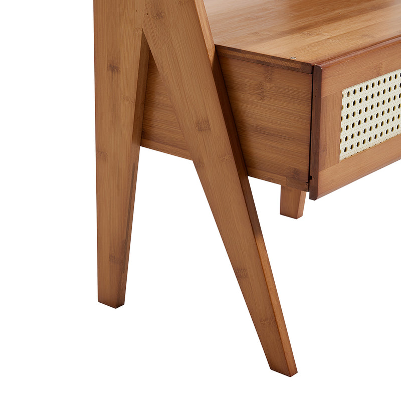 Livingandhome Wooden Nightstand Storage Cabinet with Shelf