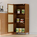 Livingandhome Compact 3-Tier Rattan Door Bookcase