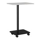 Livingandhome White Marble Mobile C-Shaped Side Table