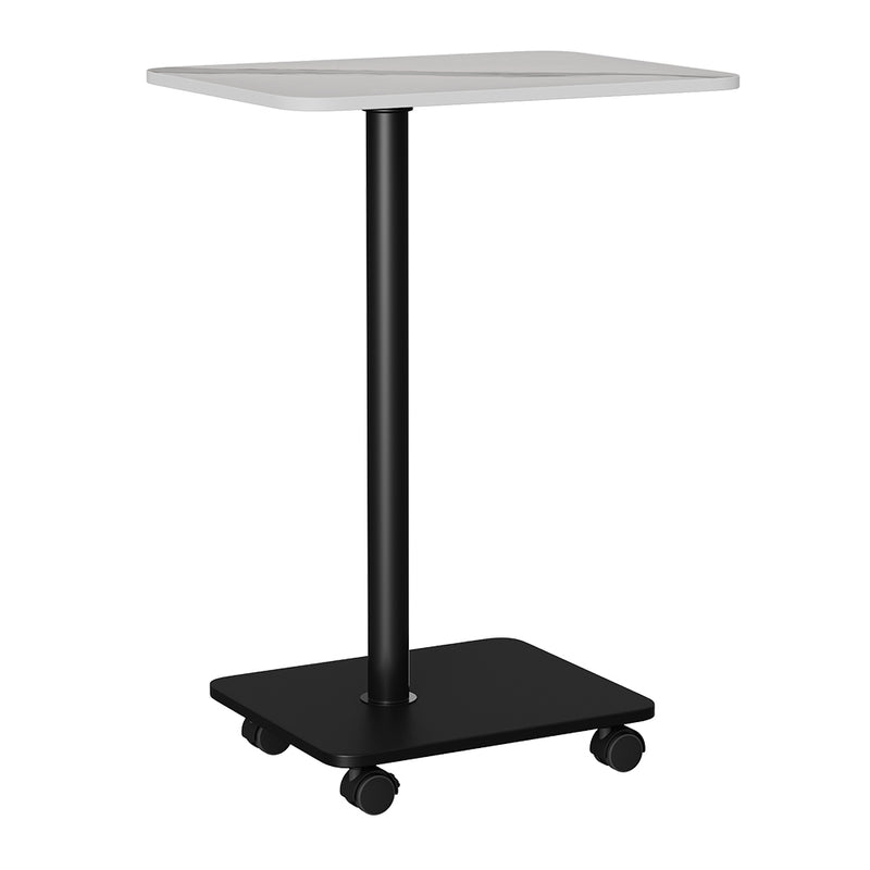 Livingandhome White Marble Mobile C-Shaped Side Table