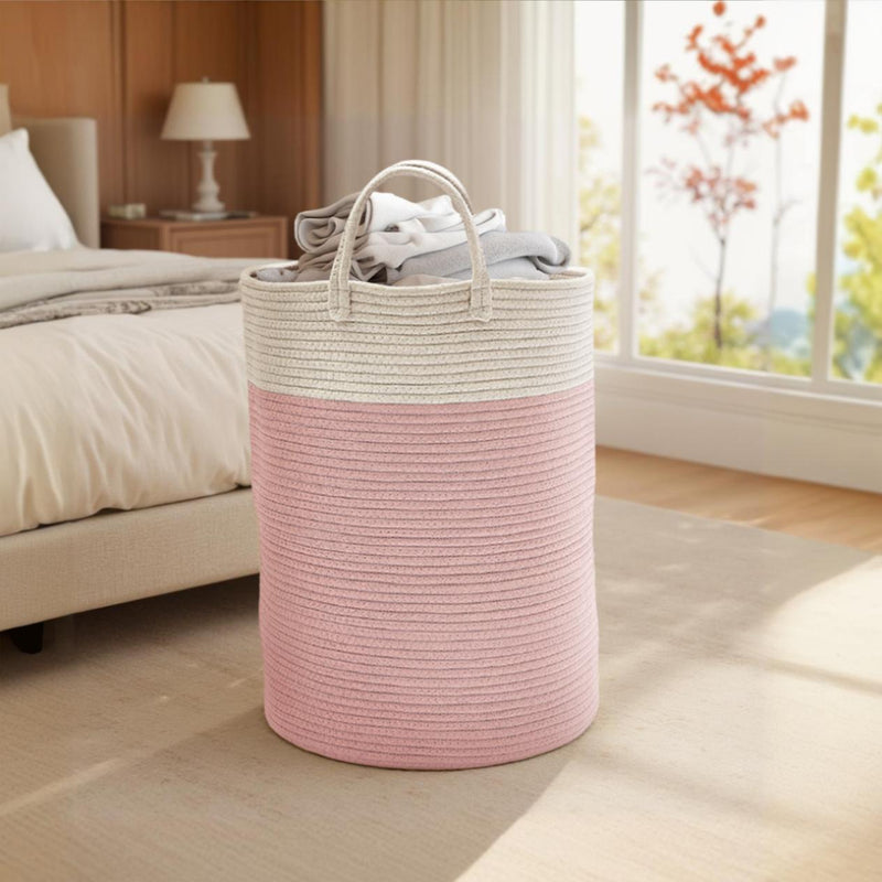 Lifeideas Round Pink Toy and Clothes Storage Basket