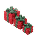 Lifeideas Set of 3 Light-Up Square Christmas Gift Boxes Glitter Presents Decoration