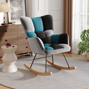Livingandhome Upholstered Rocking Armchair with Wood Base