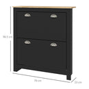 HOMCOM 2 Drawer Shoe Cabinet Narrow Shoe Cupboard with Flip Doors, Black