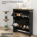 HOMCOM 2 Drawer Shoe Cabinet Narrow Shoe Cupboard with Flip Doors, Black