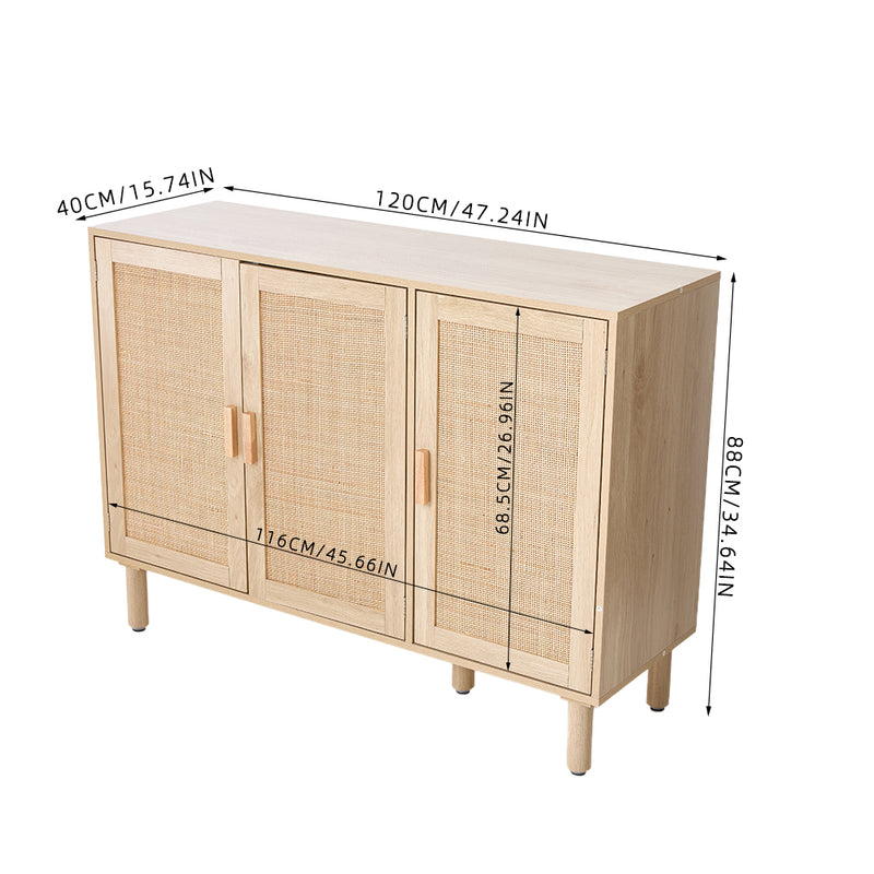 Livingandhome Rustic Three-Door Storage Cabinet