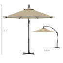 Outsunny 3(m) Garden Cantilever Parasol with Crank Aluminium Frame