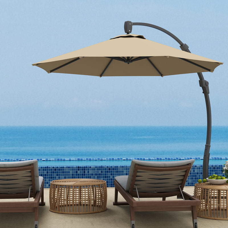 Outsunny 3(m) Garden Cantilever Parasol with Crank Aluminium Frame