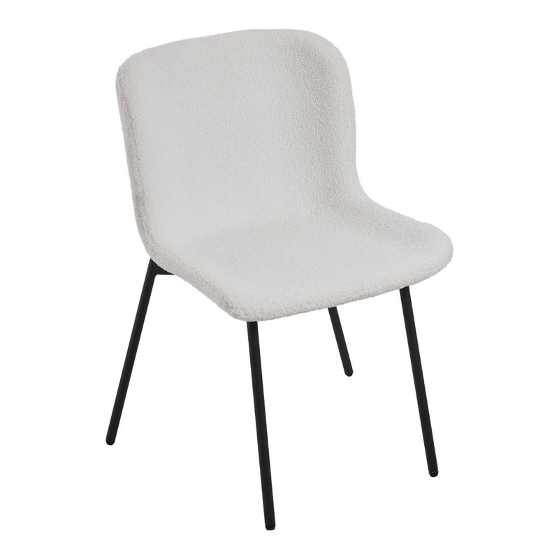 Livingandhome Set of 2 White Teddy Fleece Dining Chairs