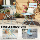 Outsunny Folding Bistro Set with Round Garden Table and Chairs, Light Blue
