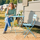 Outsunny Folding Bistro Set with Round Garden Table and Chairs, Light Blue