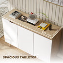 HOMCOM Sideboard Storage Cabinet With 5 Rubberwood Legs, White And Oak