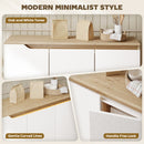 HOMCOM Sideboard Storage Cabinet With 5 Rubberwood Legs, White And Oak