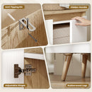 HOMCOM Sideboard Storage Cabinet With 5 Rubberwood Legs, White And Oak
