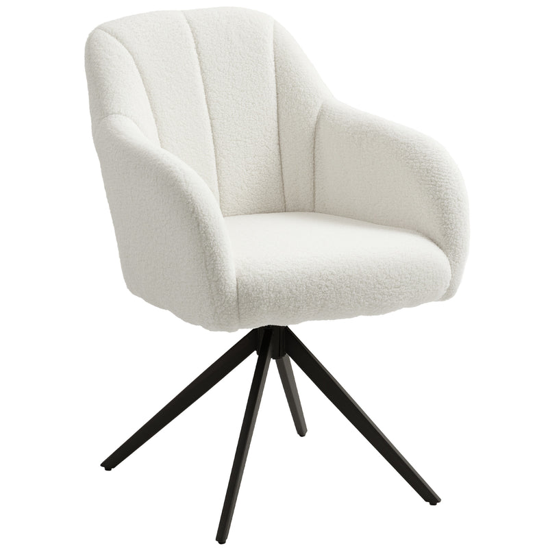 HOMCOM 360 Degree Swivel Accent Chair, Teddy Fleece Fabric Armchair for Bedroom