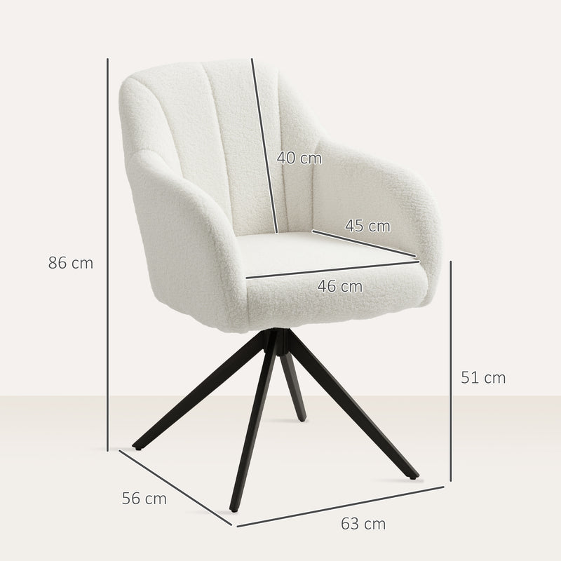 HOMCOM 360 Degree Swivel Accent Chair, Teddy Fleece Fabric Armchair for Bedroom