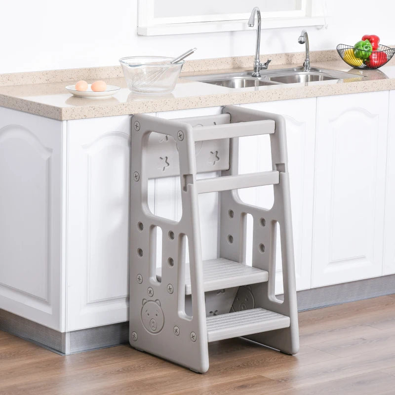 HOMCOM Kids Plastic Step Stool -  Grey