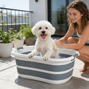 PawHut 27L Dog Bath Tub Foldable Pet Bathtub With Drain Hole Grey
